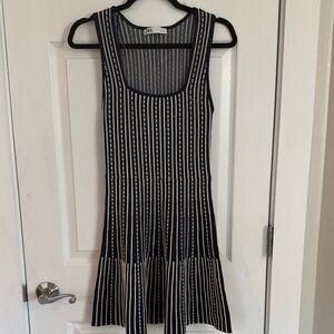 Zara Navy and White Striped Knit Fit-and-Flare Mini Dress